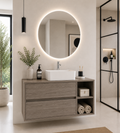 Mueble de baño ZEUS con encimera de madera y lavabo sobreencimera