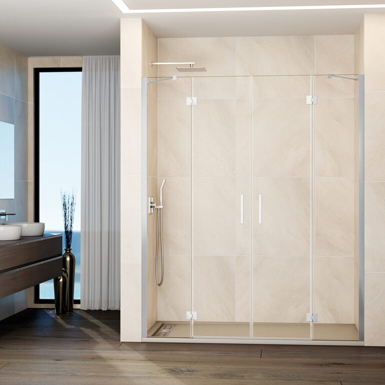 Frontbruseafskærmning med 2 faste felter + 2 svingdøre GLASS