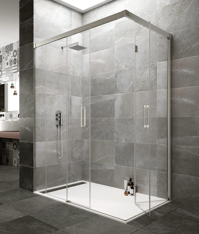 Mampara angular fijo + corredera y plegable TANDEM