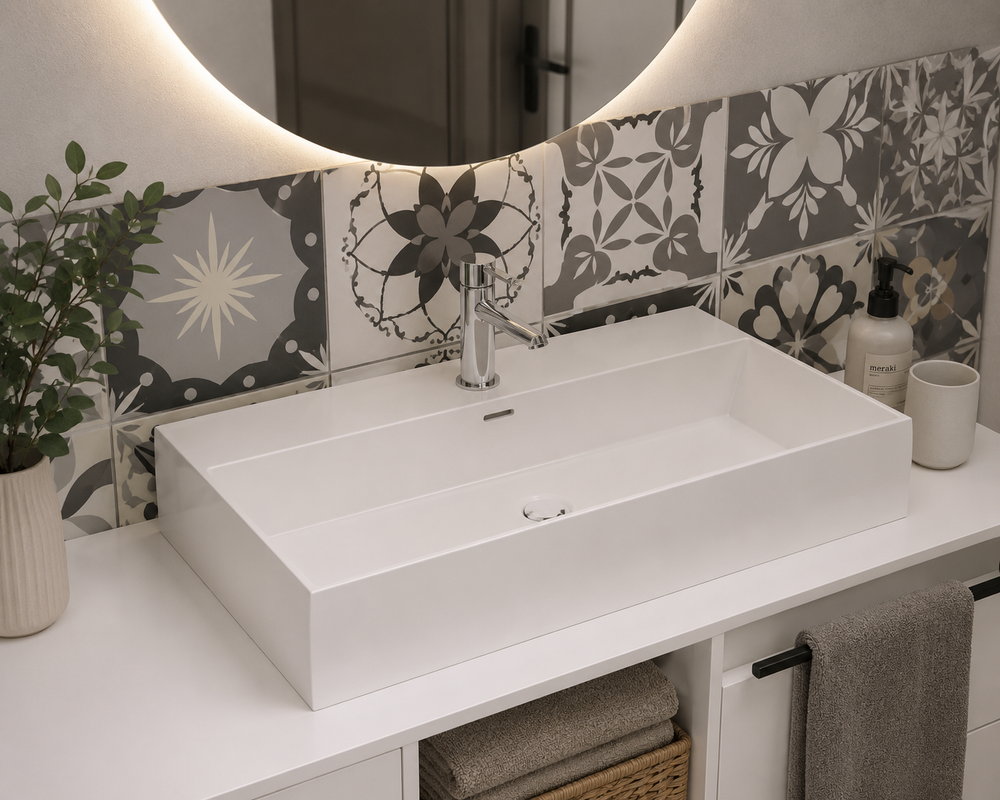 Lavabo porcelana sobre encimera GEMINI