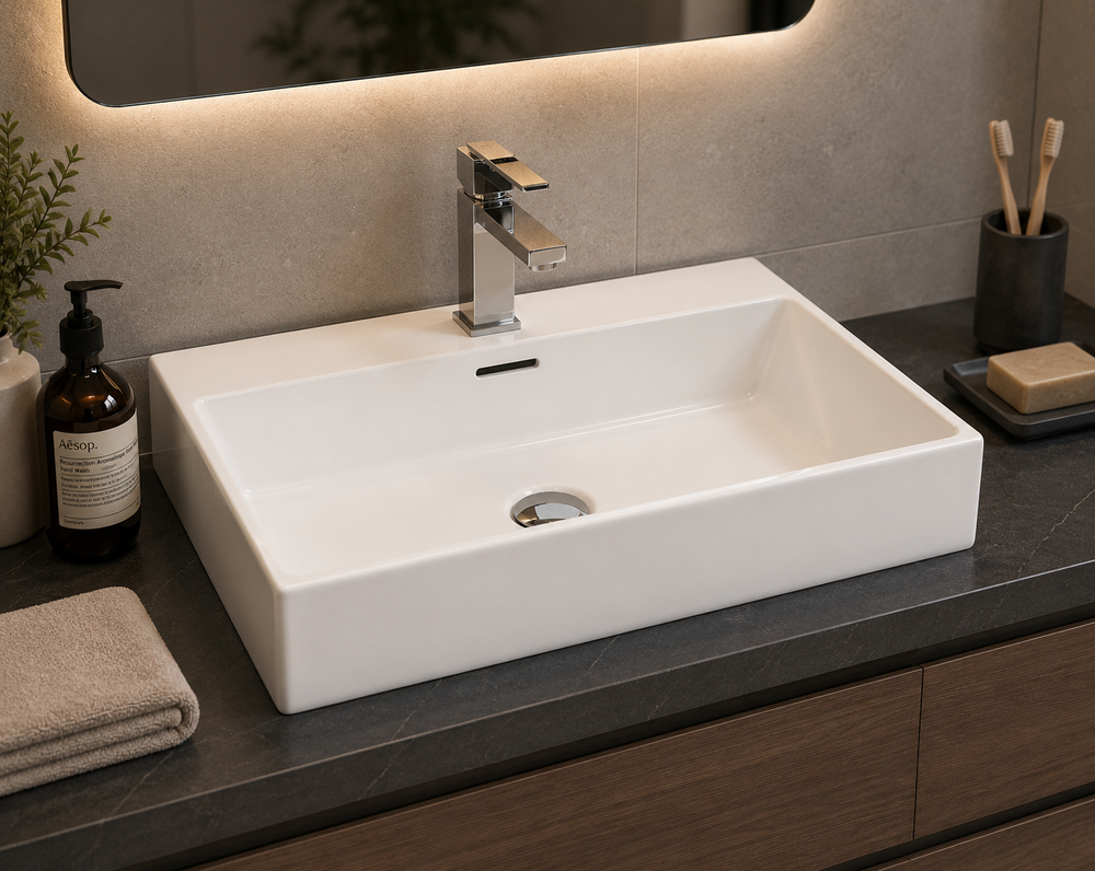 Lavabo porcelana sobre encimera LEO